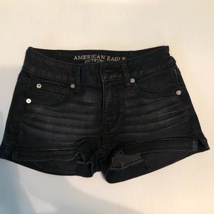 Black faded American eagle jean shorts